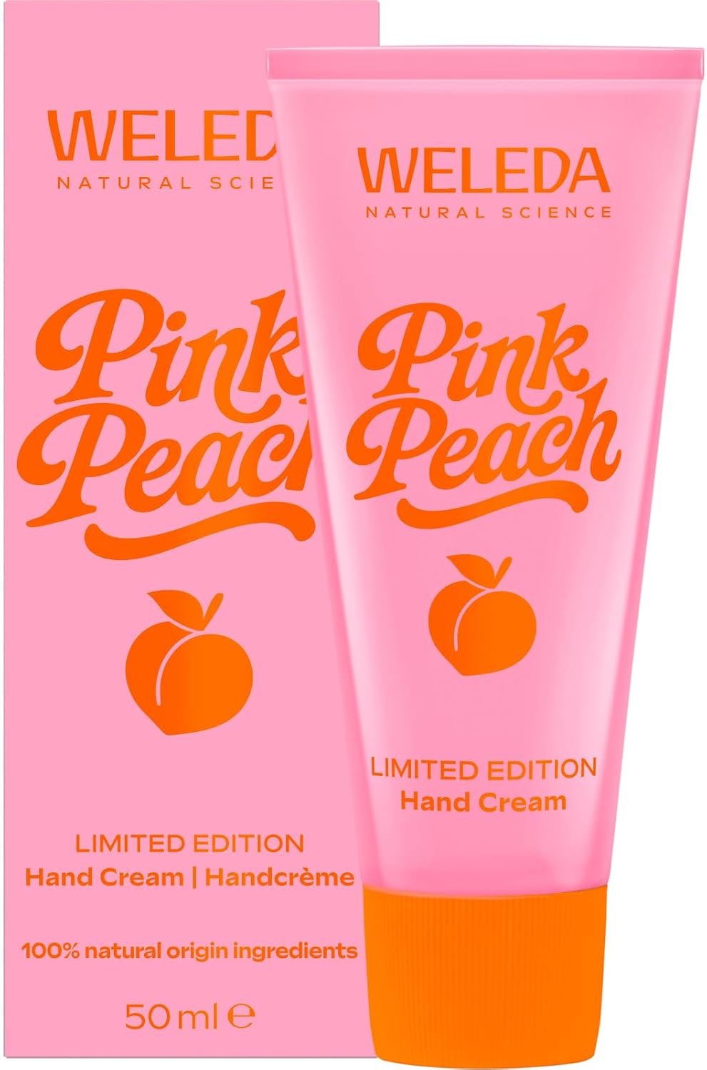 WELEDA Bio Pink Peach Limited Edition Handcreme – Naturkosmetik Handpflege Creme mit Bienenwachs & Sesamöl verwöhnt trockene Hände – Natürliche Hand Care Pflegecreme mit Pfirsich/Jasmin Duft (50ml)