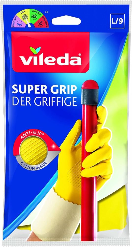 Vileda Handschuh Der Griffige Super Grip Haushaltshandschuh Gr. L - 1 Paar