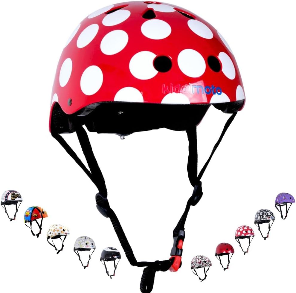 Kiddimoto Fahrradhelm Rot Punkten Gr. 53-58 cm