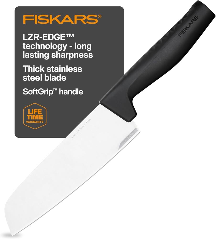 Schwarz Fiskars Santoku-Messer 29,1 Cm – Edelstahl-Küchenmesser Mit Kunststoffgriff - Hard Edge Kochmesser