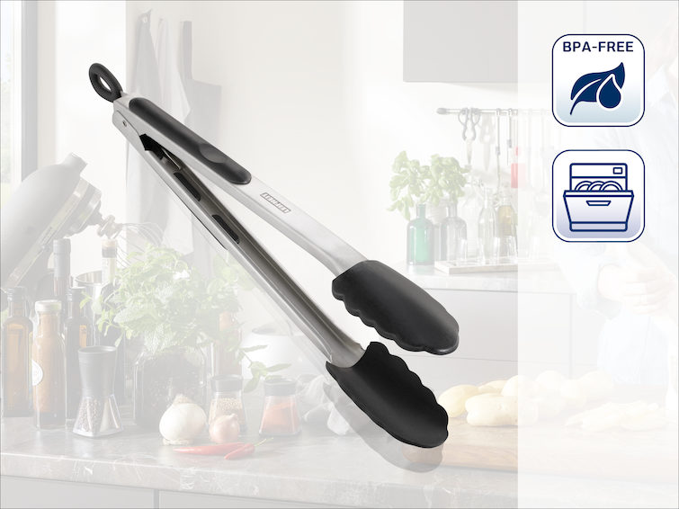 LEIFHEIT 3083  Küchen- und Grillzange, 31 cm mit Klick-Verschluss, Kochzange mit hitzebeständigen Enden