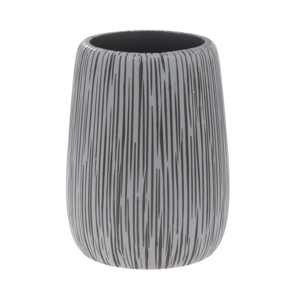 Spirella Zahnputzbecher Zahnbürstenhalter Polyresin Hollis 8 x 10,8 cm Weiß/Schwarz
