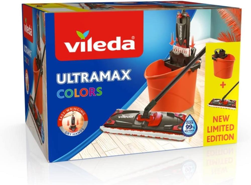 Vileda ULTRAMAX 2in1 Coral Bodenwischer Komplett Set, Wischmopp mit Stiel - Neu