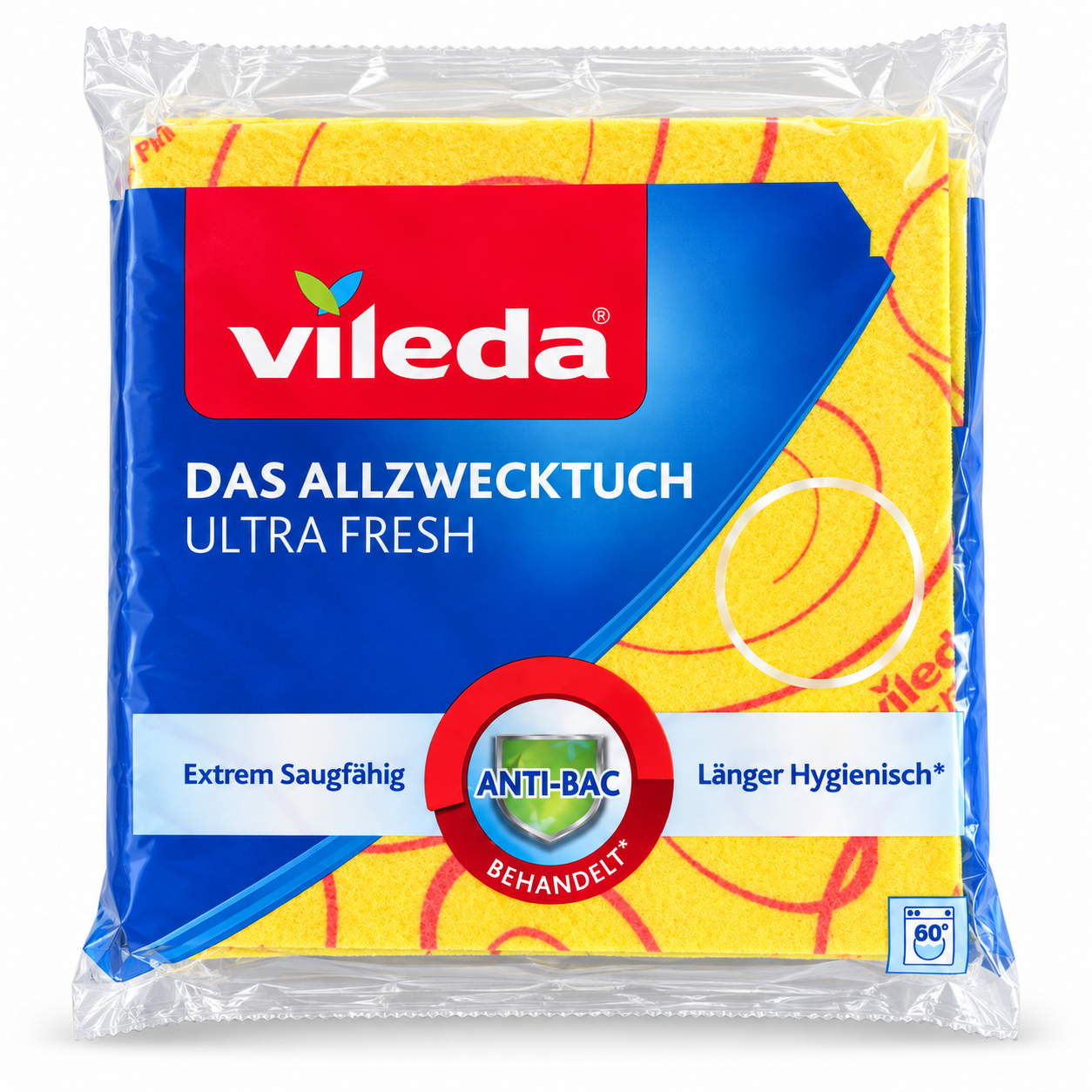 Vileda Allzwecktuch Ultra Fresh, extrem saugfähig, hinterlässt einen streifenfreien Glanz, 6er Pack