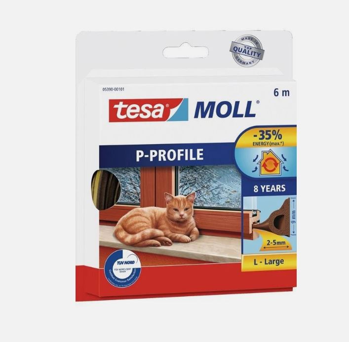 tesa moll Dichtung P-PROFIL 6m x 9mm x 5,5mm braun