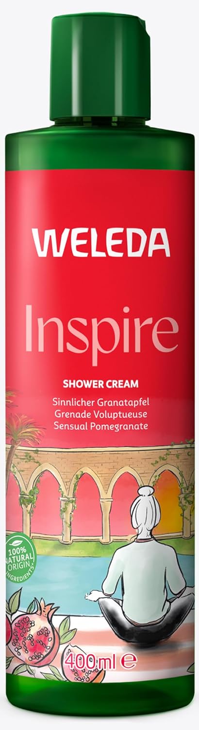 WELEDA Bio Inspire XL Duschgel vegan - Granatapfel Dusche für Frauen & Männer mit Orange / Vanille - 400 ML
