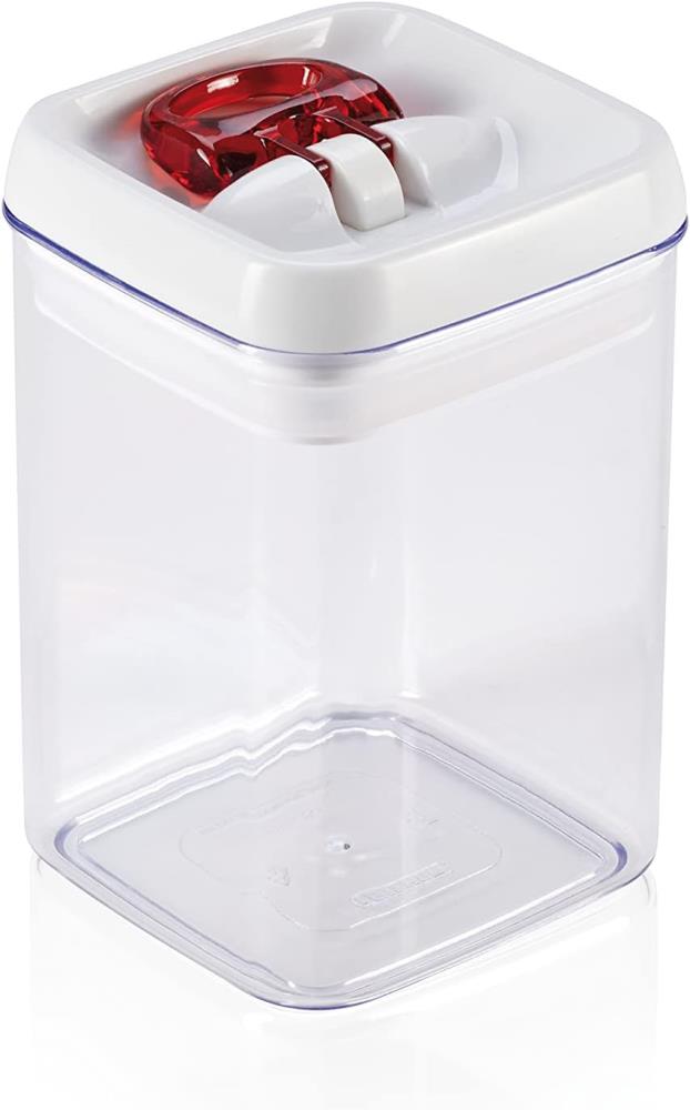 Leifheit Fresh And Easy Vorratsbehälter 800 Ml, Eckig, Luft- Und Wasserdichte Vorratsdose Mit Patentierter Einhand-Bedienung, Frischhaltedose,