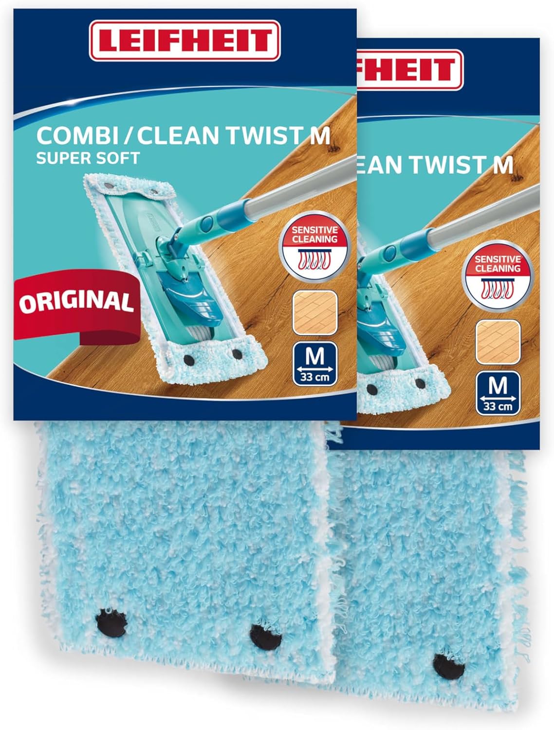 Leifheit Wischbezug 2er Set CLEAN Twist M / Combi M super Soft 33 cm -  Sparset