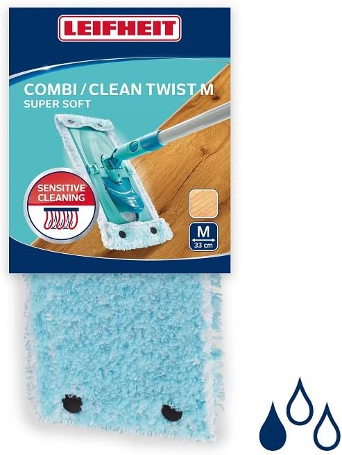 LEIFHEIT Wischbezug Clean Twist M super soft für sensible Böden, Bodenwischer Ersatzbezug mit Spezialfasern, Wischer Ersatzbezug für minimale Wasseraufnahme, ideal für Parkett, Laminat und Kork
