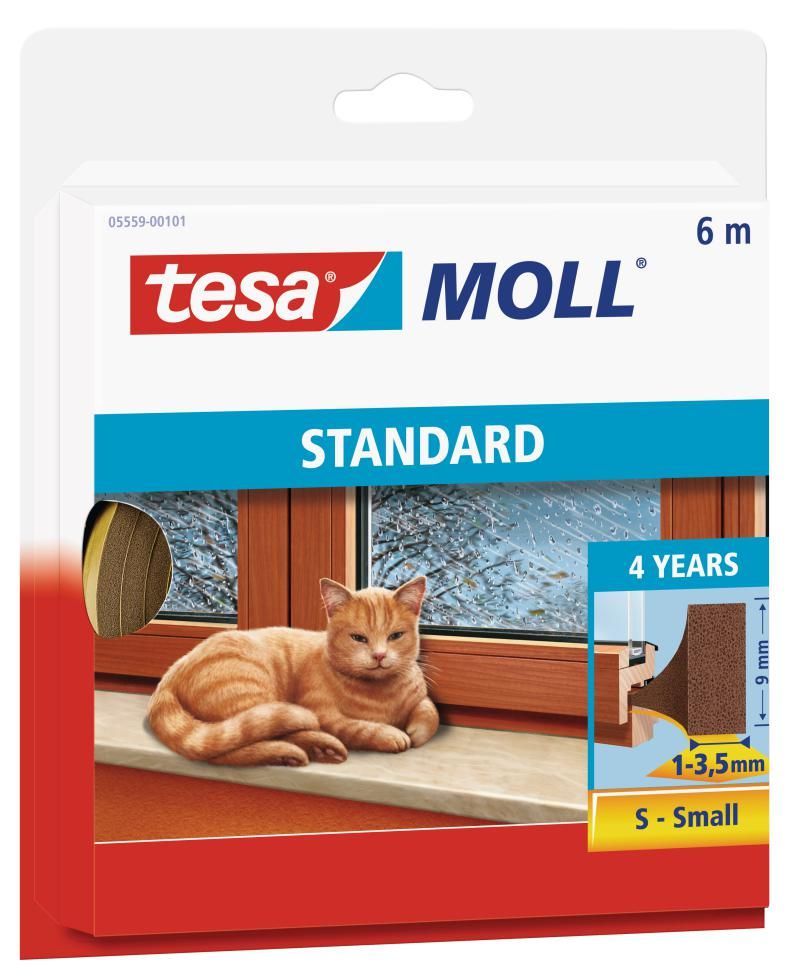 tesa moll Standard I-Profil Schaumstoff - 6 m x 9 mm x 4 mm Braun