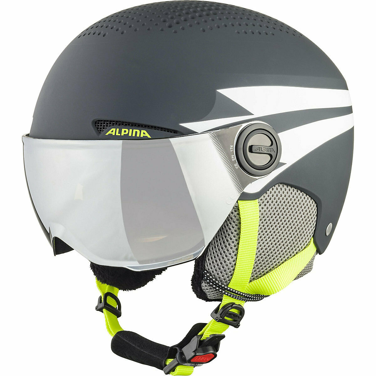 Alpina Skihelm & Skibrille Charcoal-neon matt Gr. 54 - 58 cm