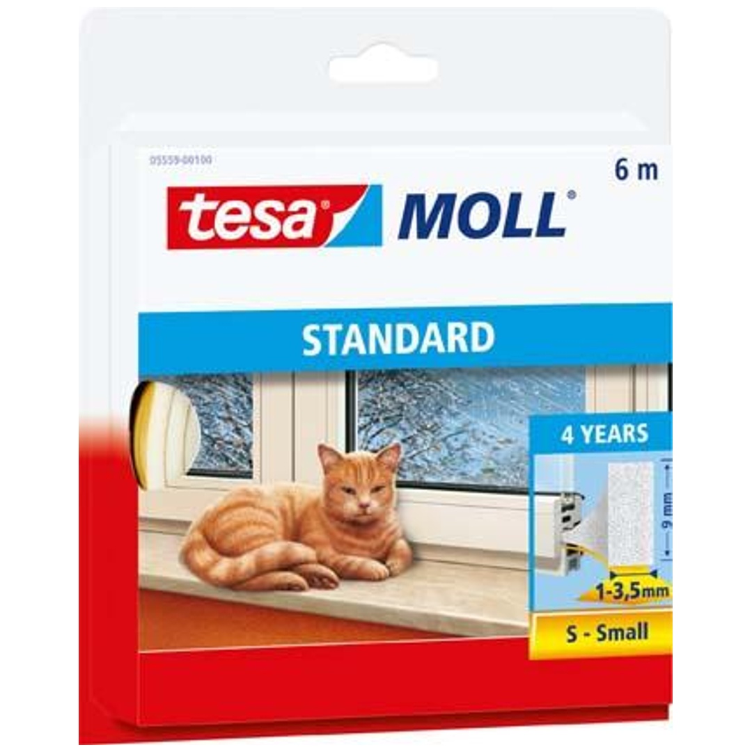 tesa moll Dichtung STANDARD I-PROFIL Schaumstoff - 6m x 9mm x 4mm weiß