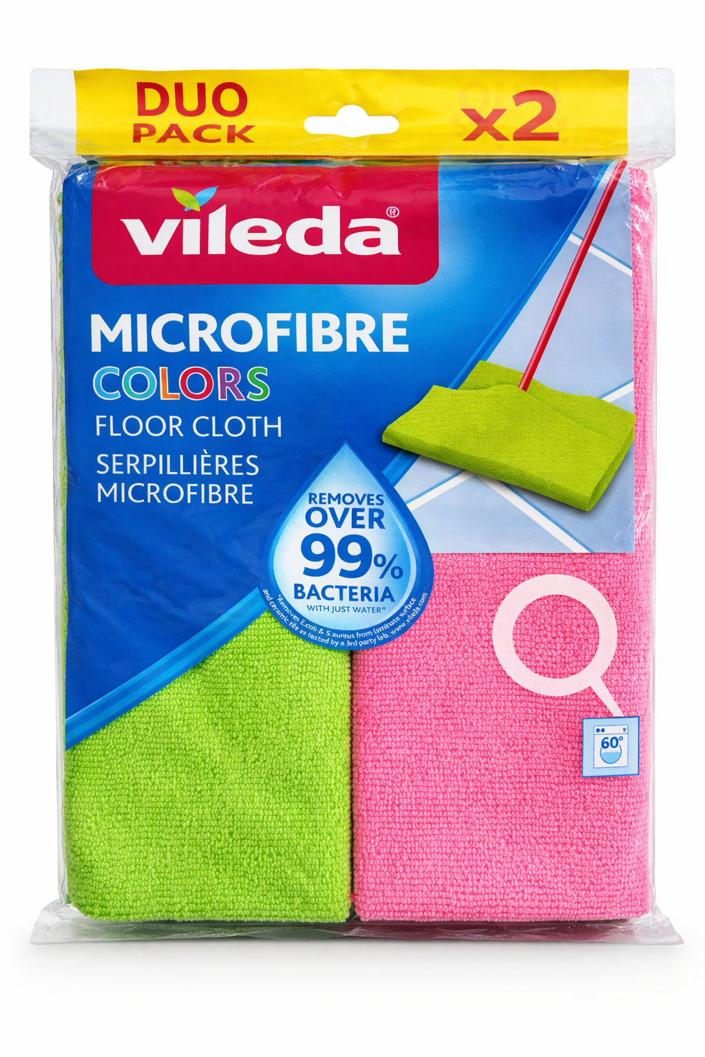 Vileda Microfibre Colors Bodenreinigungstücher – Duo Pack (2 Stück)