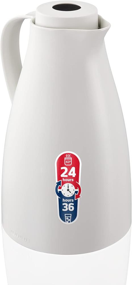 Leifheit Harmonic 1L Thermoskanne, 100% dicht, Isolierkanne für bis zu 24h heißen Kaffee, Öffnen Schließen und Gießen mit einer Hand, Kaffeekanne BPA frei, moderne Teekanne, weiß - OVP