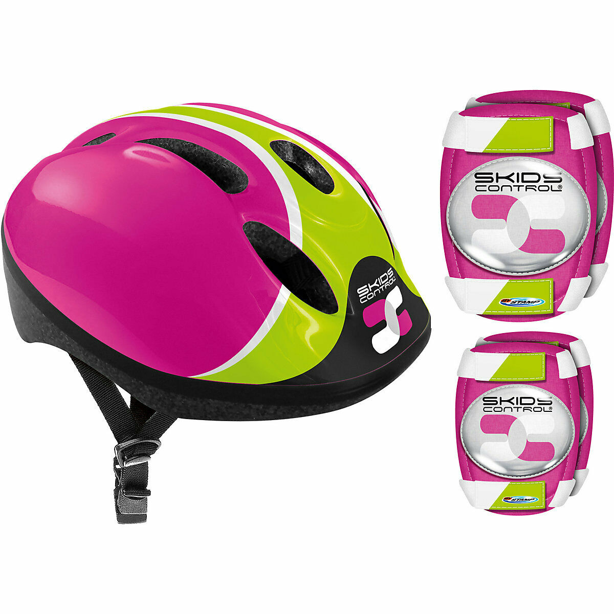 Stamp Fahrradhelm+ Ellenbogen- &  Knieschutz - Pink - Gr. 50-56 cm