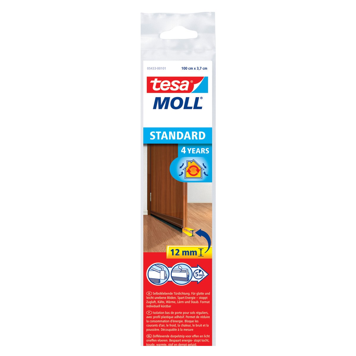 Braun Tesa Moll Türdichtschiene Für Glatte Böden 1M X 37Mm