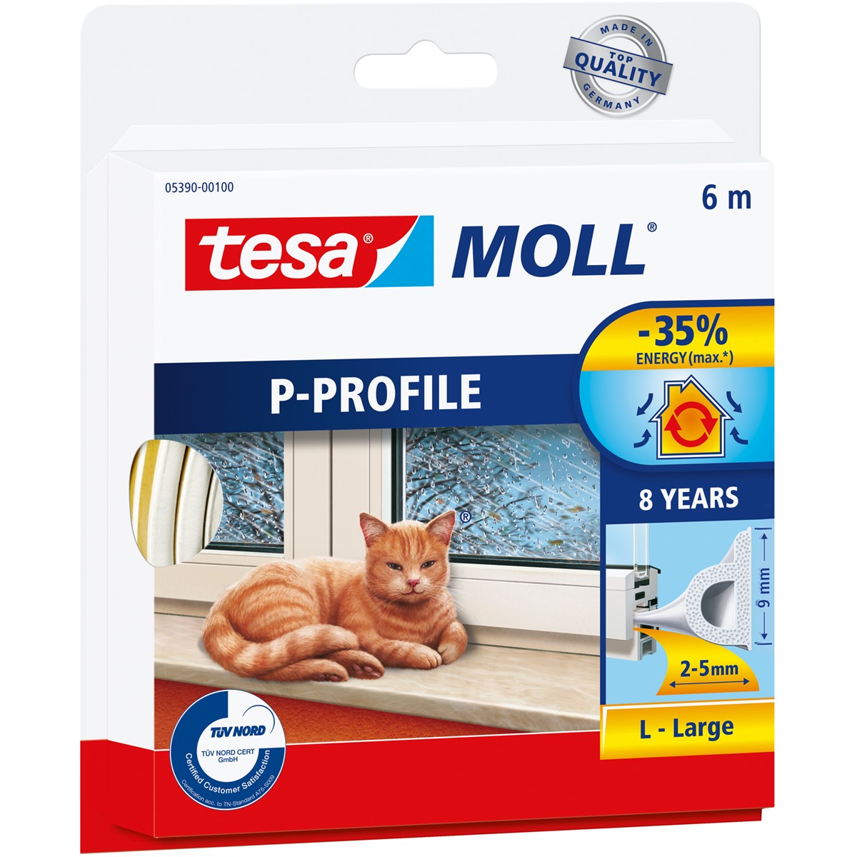 tesamoll Gummidichtung P-PROFIL 6m x 9mm x 5,5mm weiß