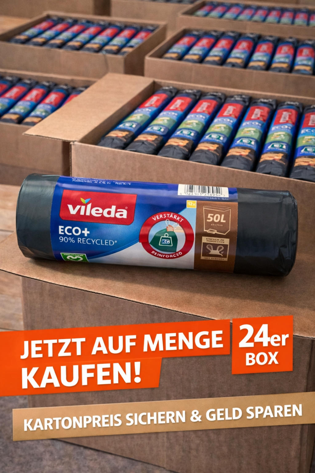 VILEDA Müllbeutel 50L  ECO+ Öko 24er BOX