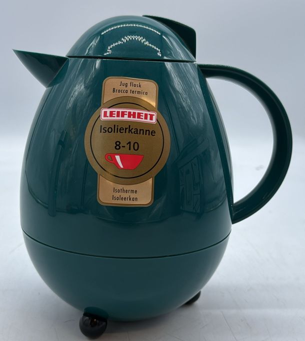 Leifheit Isolierkanne, Columbus 1, 0 L 100% dicht, Thermoskanne mit bewährter Aromataste - Grün hochglanz - OVP
