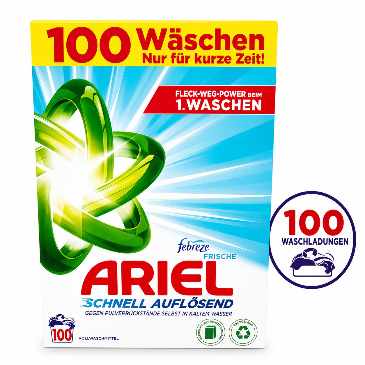 Ariel Waschmitttel Pulver mit Febreze 6kg - 100 WL