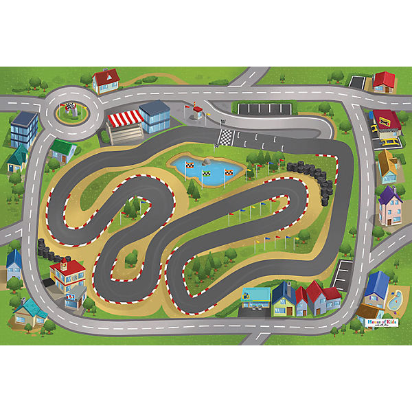 House of Kids 6881143 Spielteppich Stadtrennsport 80x120 cm - B Ware