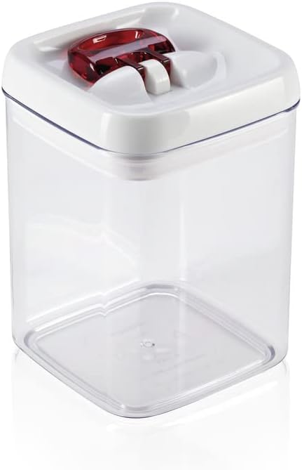 Leifheit Fresh And Easy Vorratsbehälter 1, 6L, Eckig, Luft- Und Wasserdichte Vorratsdose Mit Patentierter Einhand-Bedienung, Frischhaltedose,