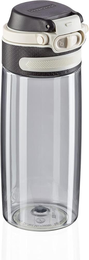 Leifheit Tritanflasche Flip 550ml, 100% dichte Sportflasche, nachhaltige Wasserflasche, silber - OVP