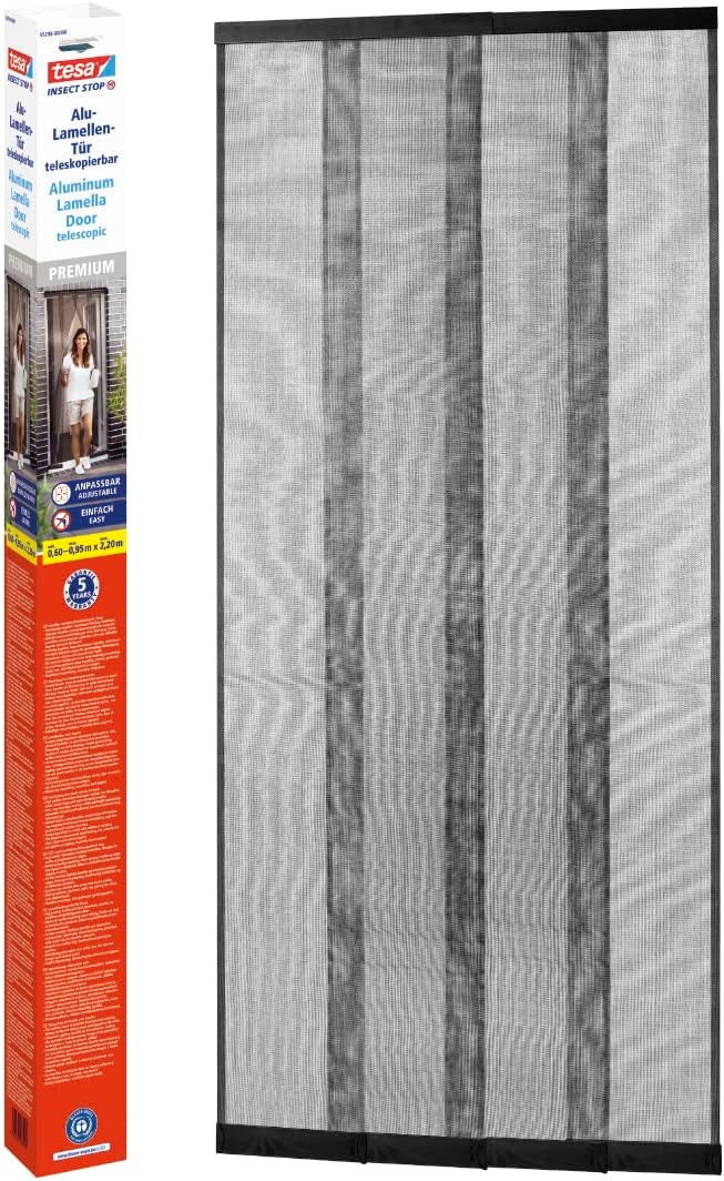 Tesa Insektenschutz ALU Lamellentür mit Lamellen für bodentiefe Fenster in Anthrazit- 0,95 m x 2,20 m - NEU