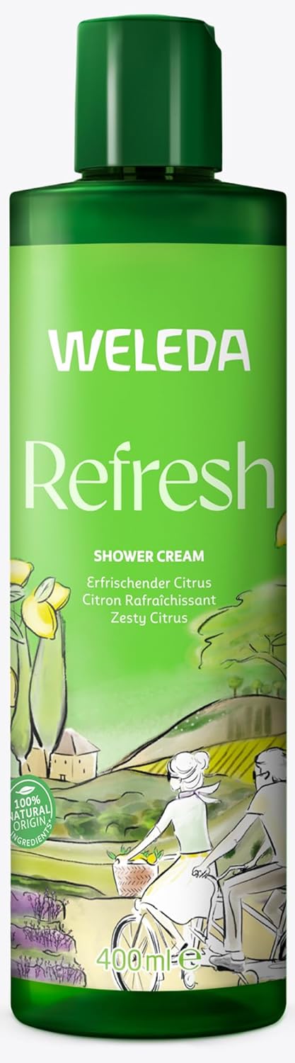 WELEDA Bio Refresh XL Duschgel vegan - Citrus Duschseife für Frauen & Männer mit Zitrone / Orange - 400 ML