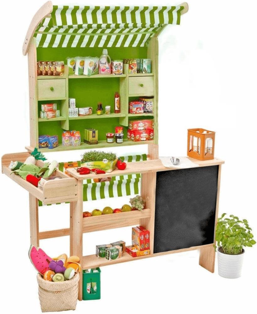 Chr Tanner 5511888 Großer Biomarkt aus Holz 40 Miniaturverpackungen - B Ware