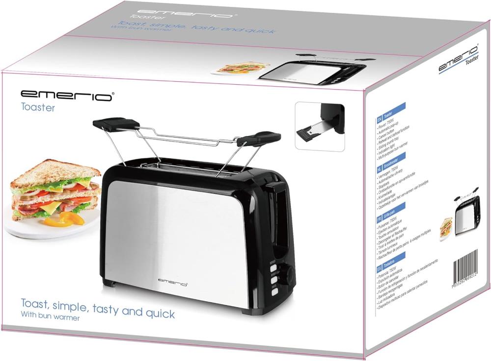 Schwarz Emerio Toaster 2 Extra Breiten Toastschlitzen - B Ware