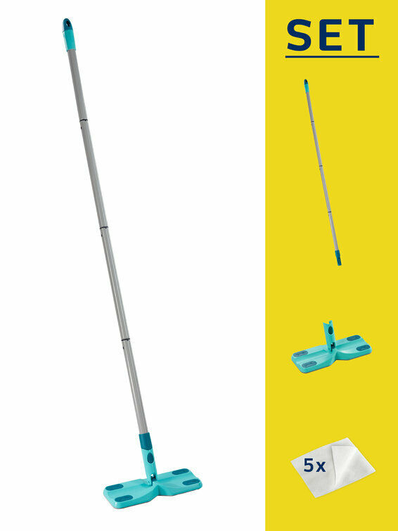 Leifheit Set Clean and Away, Bodenwischer für die schnelle Trockenreinigung, inklusive fünf Staubtüchern