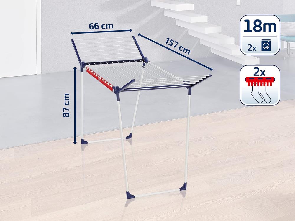 Leifheit Standtrockner Pegasus 180 Solid, Wäscheständer mit Flügeln für lange Kleidungsstücke