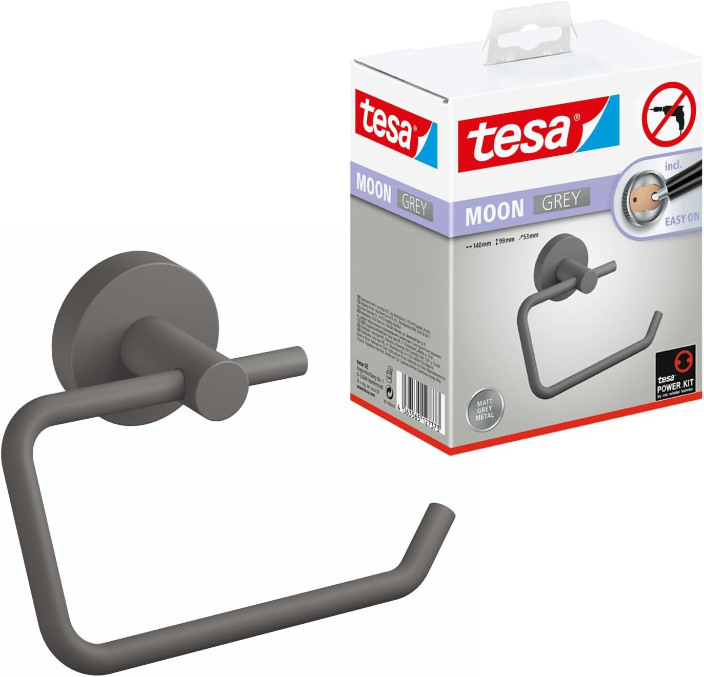 tesa Toilettenpapierhalter Moon Grey matt grau - bohrfrei