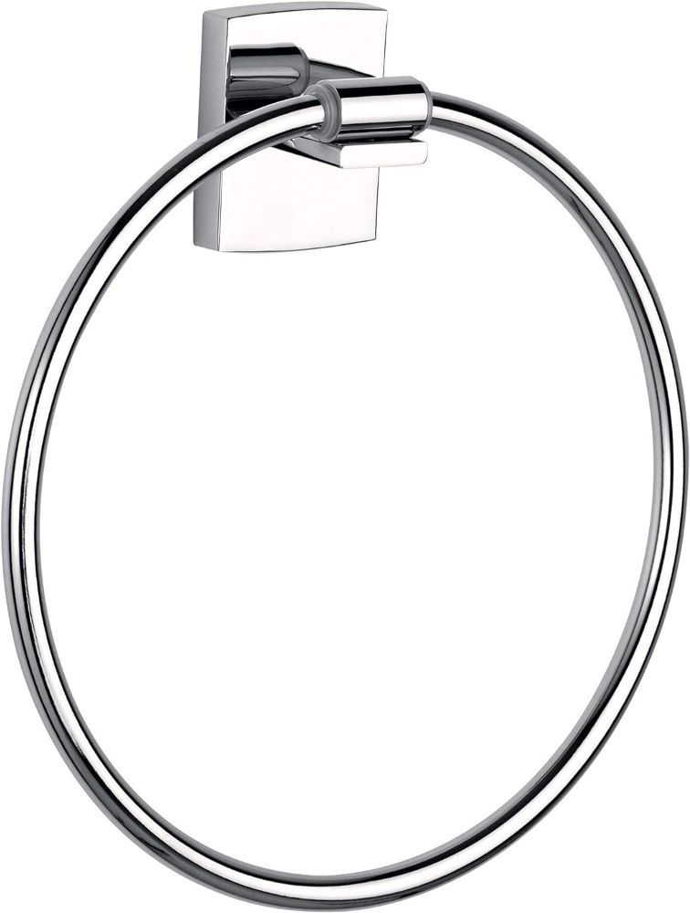 tesa KLAAM Handtuchring, verchromt - Handtuchhalter-Ring oval - ohne Bohren - 185 mm x 200 mm x 47 mm - Neu