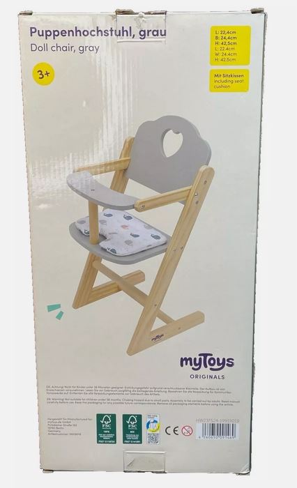 myToys Puppenhochstuhl, grau - B Ware