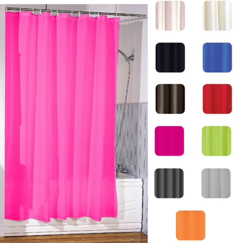 MSV Anti-Schimmel Duschvorhang - Anti-Bakteriell, waschbar, wasserdicht, mit 12 Duschvorhangringen - Polyester, „Pink“ 180x200cm