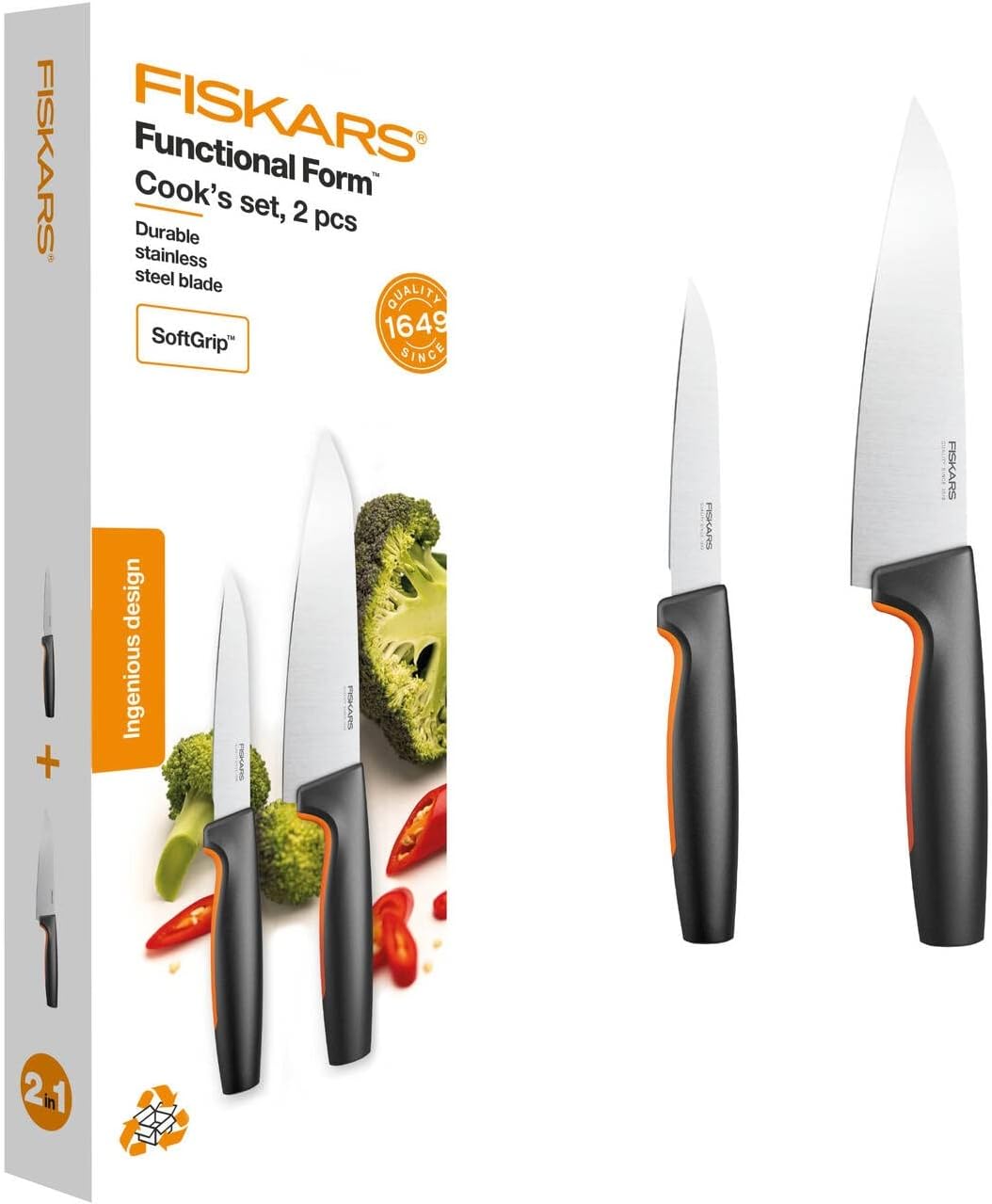 Fiskars Kochmesser Set (2-tlg.) Japanischer Edelstahl