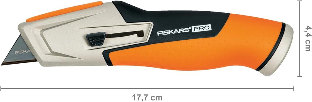 Fiskars Universalmesser Cuttermesser mit einziehbarer Klinge, Länge 17,7 cm, Rostfreier Stahl - Neu