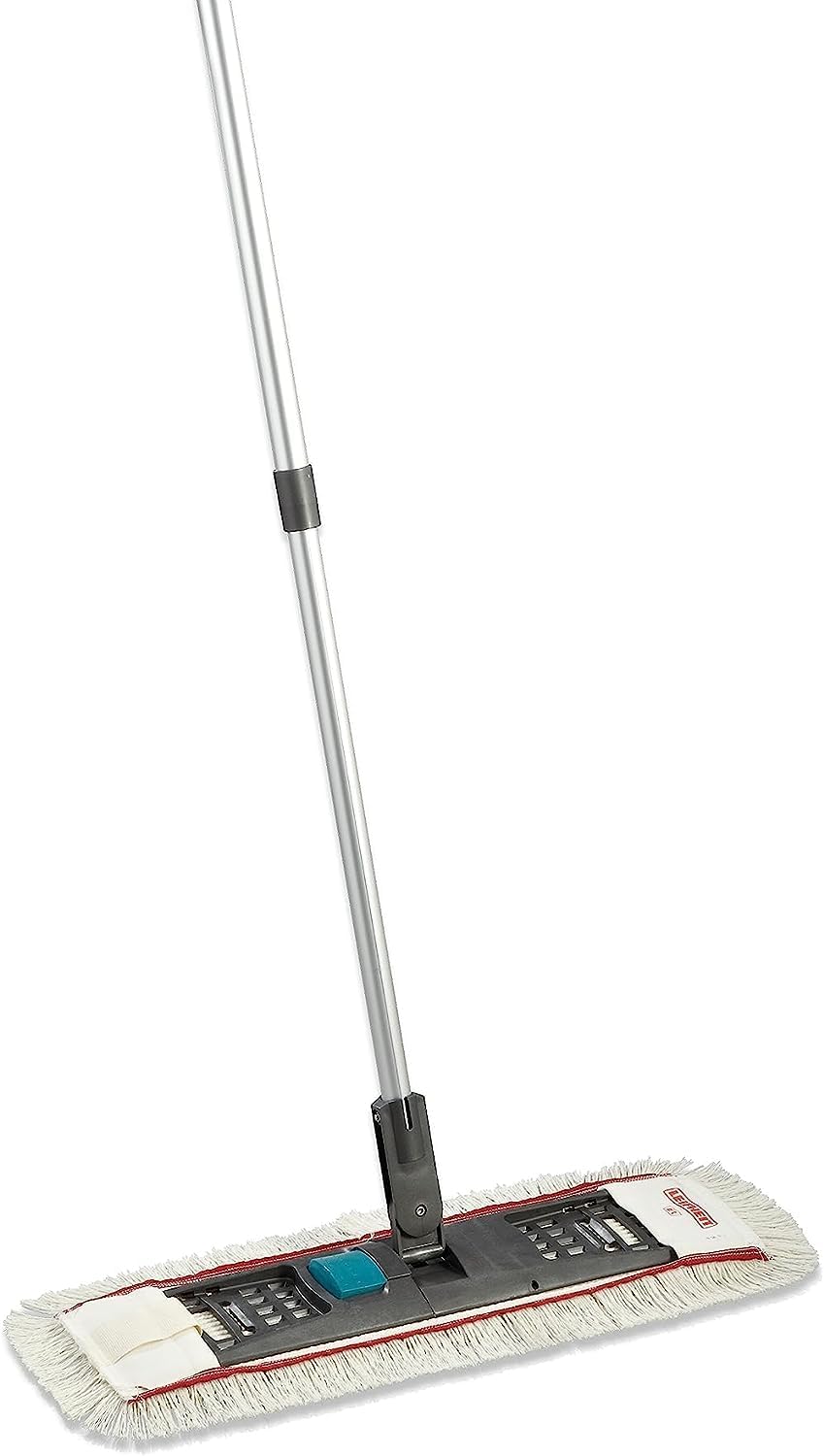 Leifheit Professional Flachwisch-System mit 360°-Gelenk, Bodenwischer mit patentierter Fußtaste für trockene Hände, Schrubber mit Anti-Rutsch-Griff