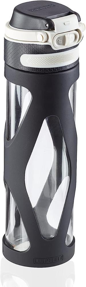 LEIFHEIT Glasflasche Flip 600ml, 100% dichte Sportflasche Trinkflasche