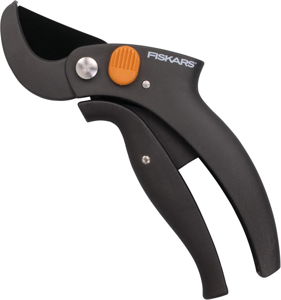 Fiskars Amboss-Gartenschere, L. 17,5 cm, Schwarz/Orange, PowerLever, P53