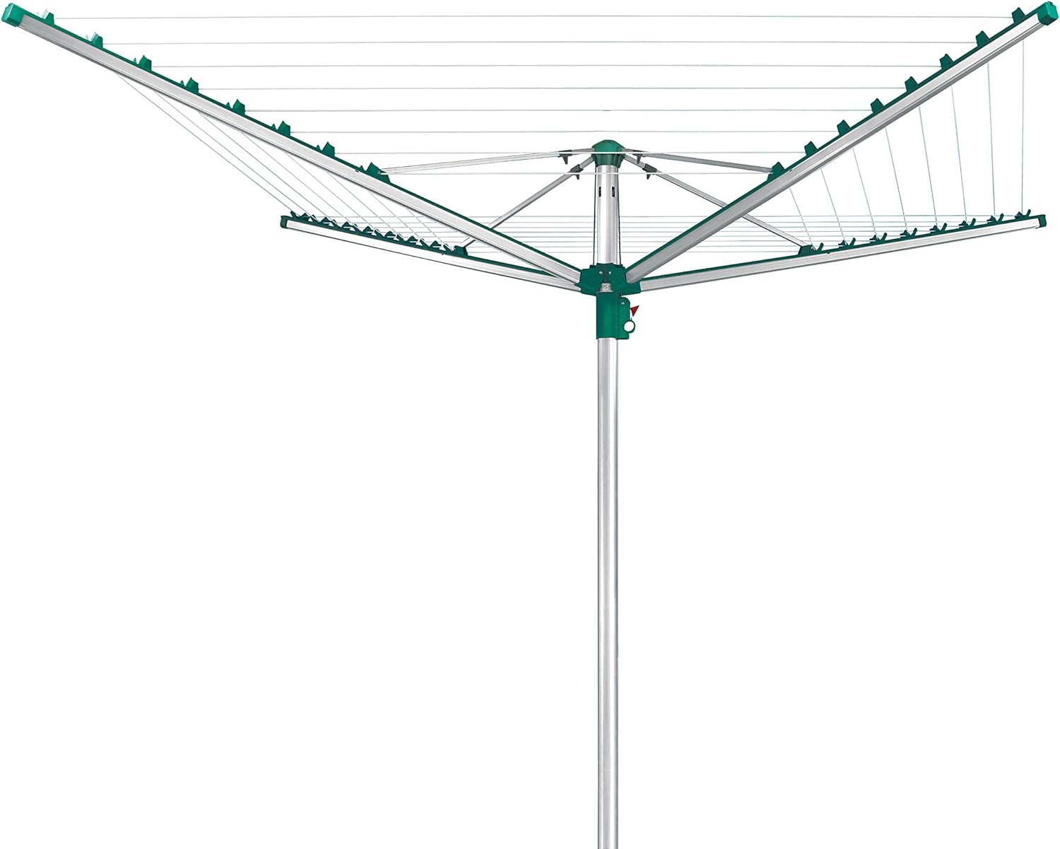 Leifheit Wäschespinne Linomatic 500 Comfort mit Leineneinzug,50M , Wäscheschirm mit Easy-Lift-System,