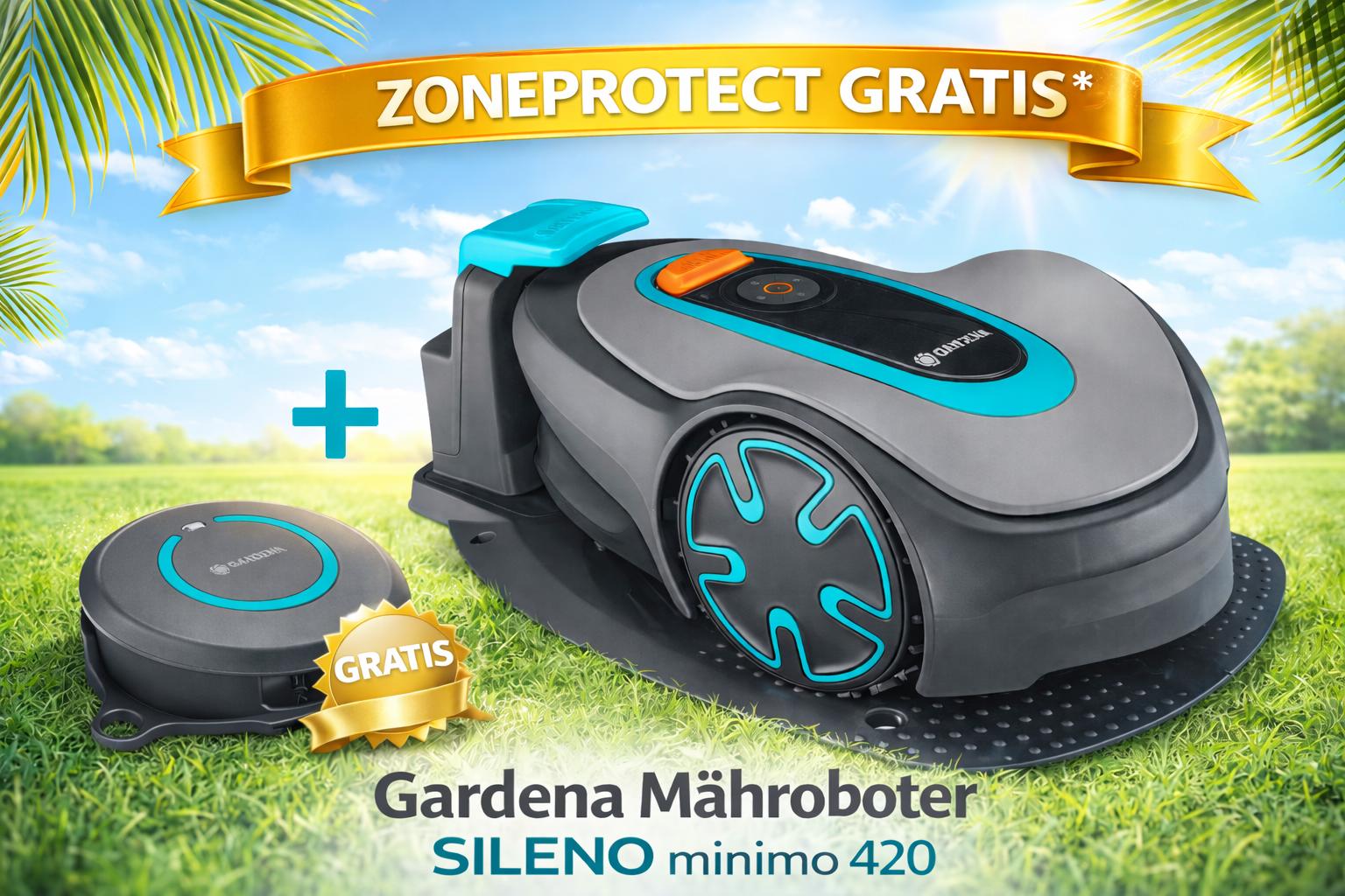 Gardena Mähroboter SILENO minimo 420 SET inkl. ZONE Protect  - bis zu 420 m² Rasenfläche