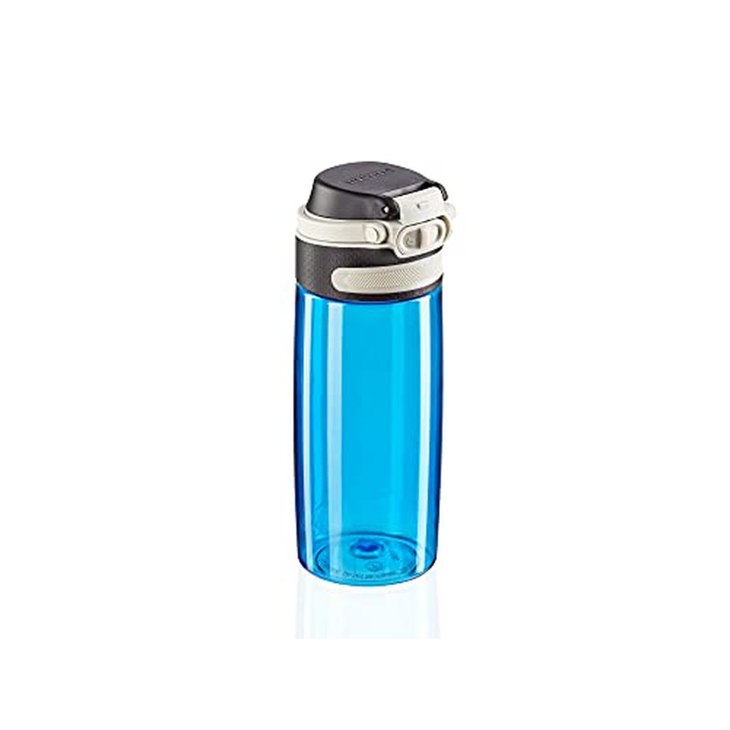 Leifheit Tritanflasche Flip 550ml, 100% dichte Sportflasche hellblau