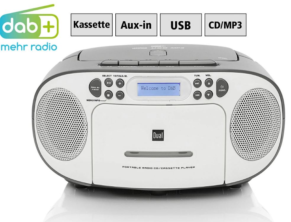 Dual CD-Boombox mit DAB+ Radio in Grau - B Ware